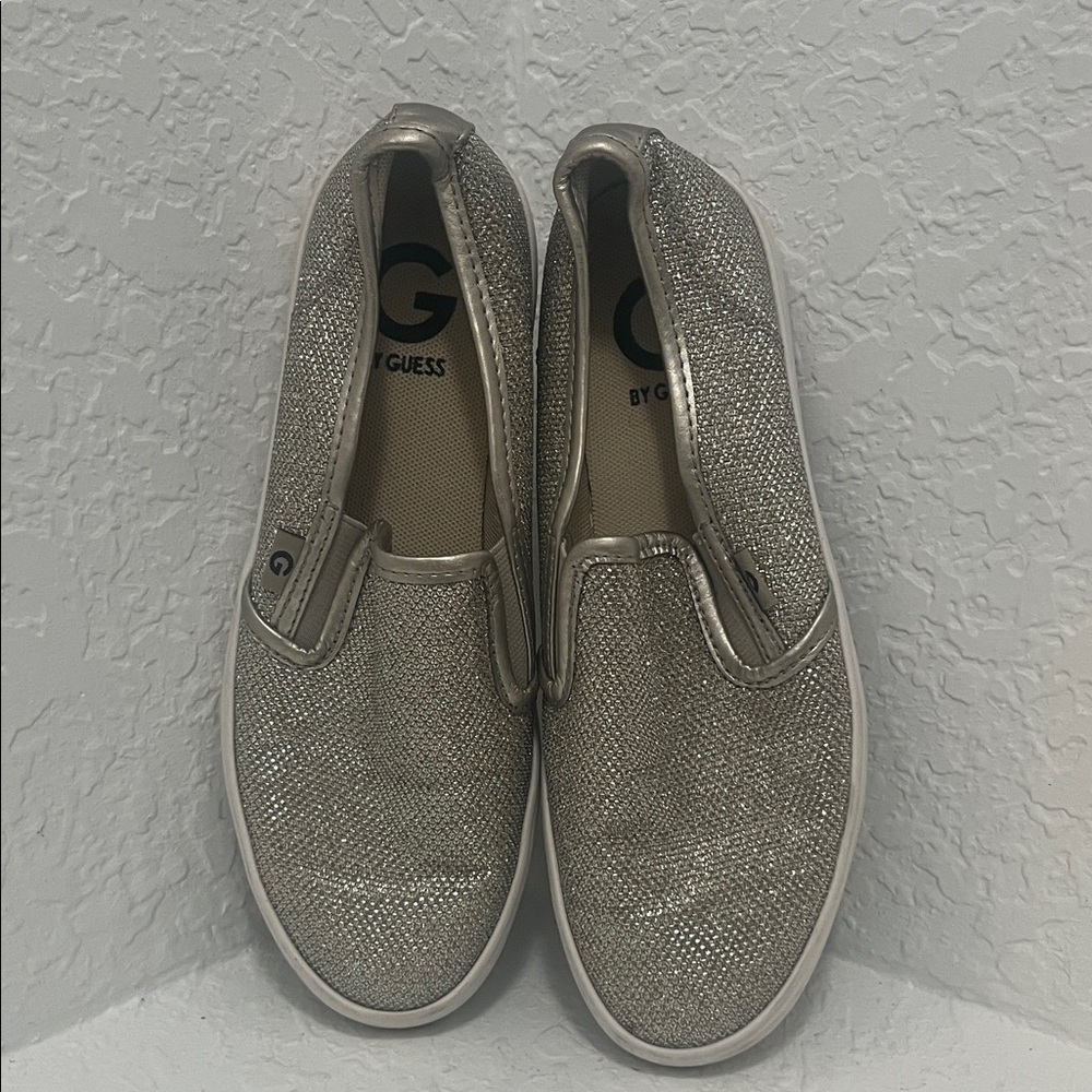 G by GUESS Malden Women's Glittery Silver Slip-On Sneakers